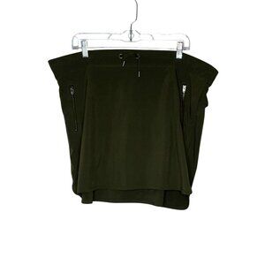 Athleta Olive Green Drawstring Waist Skirt With Zipper Pockets Womens Size L
